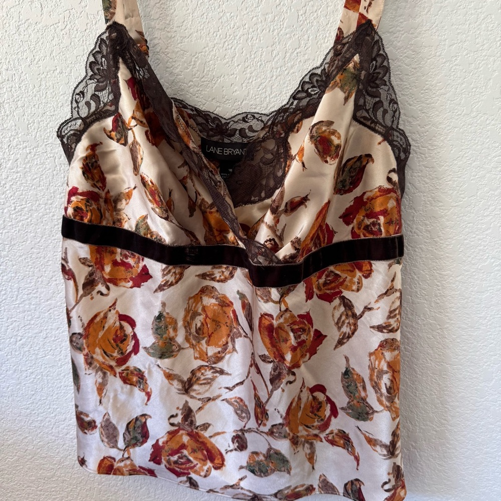 Lane Bryant Women’s Size 16 Floral Lace and Velvet Trim Cami